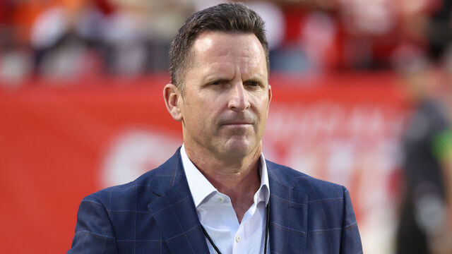 KANSAS CITY, MO - OCTOBER 12: Denver Broncos general manager George Paton before an AFC West matchup between the Denver Broncos and Kansas City Chiefs on Oct 12, 2023 at GEHA Field at Arrowhead Stadium in Kansas City, MO.