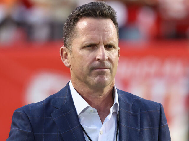 KANSAS CITY, MO - OCTOBER 12: Denver Broncos general manager George Paton before an AFC West matchup between the Denver Broncos and Kansas City Chiefs on Oct 12, 2023 at GEHA Field at Arrowhead Stadium in Kansas City, MO.