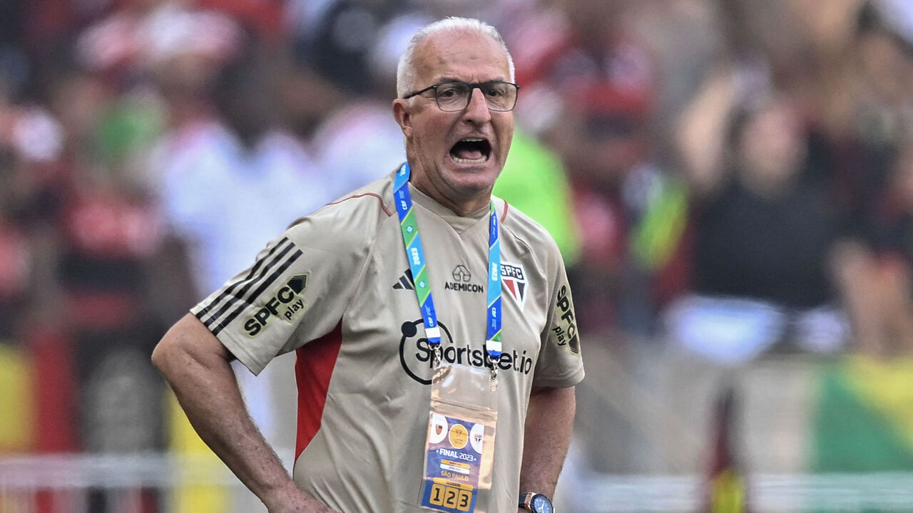 Sao Paulo's head coach Dorival Junior gestures during the Copa do Brasil final first leg football match between Flamengo and Sao Paulo at Maracana Stadium in Rio de Janeiro, Brazil, on September 17, 2023.