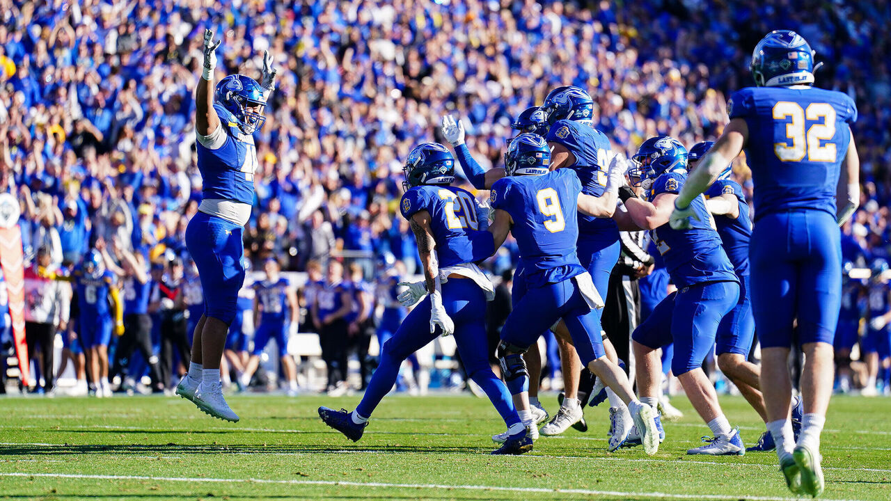FRISCO, TEXAS - JANUARY 07: South Dakota State Jackrabbits players react during the second half against the Montana Grizzlies during the FCS Football Championship on January 07, 2024 in Frisco, Texas.