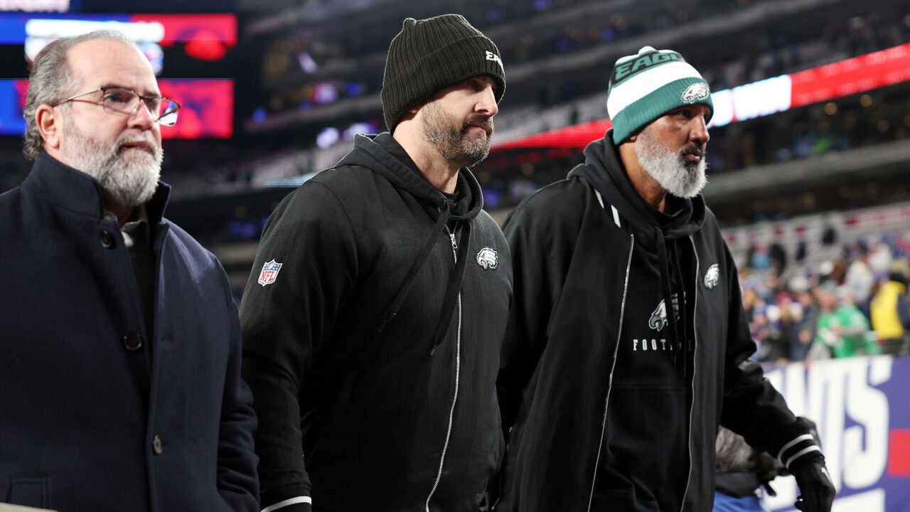 EAST RUTHERFORD, NEW JERSEY - JANUARY 07: Head coach Nick Sirianni of the Philadelphia Eagles walks off the field after a loss to the New York Giants at MetLife Stadium on January 07, 2024 in East Rutherford, New Jersey.
