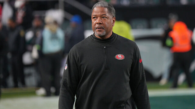 PHILADELPHIA, PA - DECEMBER 03: San Francisco 49ers defensive coordinator Steve Wilks looks on during the game between the San Fransisco 49ers and the Philadelphia Eagles on December 3, 2023 at Lincoln Financial Field.