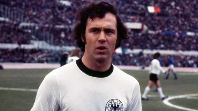 1975 Franz Beckenbauer of Germany looks on .