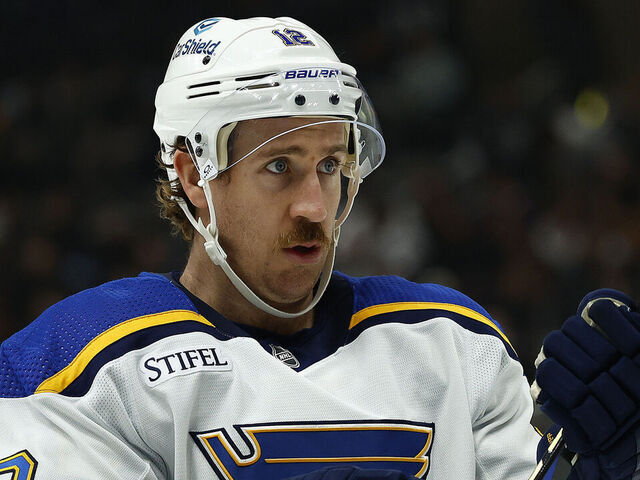LOS ANGELES, CALIFORNIA - NOVEMBER 18: Kevin Hayes #12 of the St. Louis Blues in the first period at Crypto.com Arena on November 18, 2023 in Los Angeles, California.