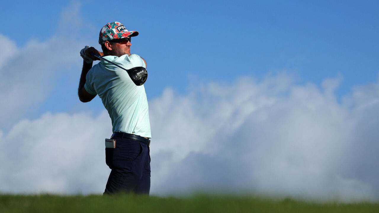KAPALUA, HAWAII - JANUARY 06: Corey Conners of Canada plays his shot from the tenth tee during the third round of The Sentry at Plantation Course at Kapalua Golf Club on January 06, 2024 in Kapalua, Hawaii.