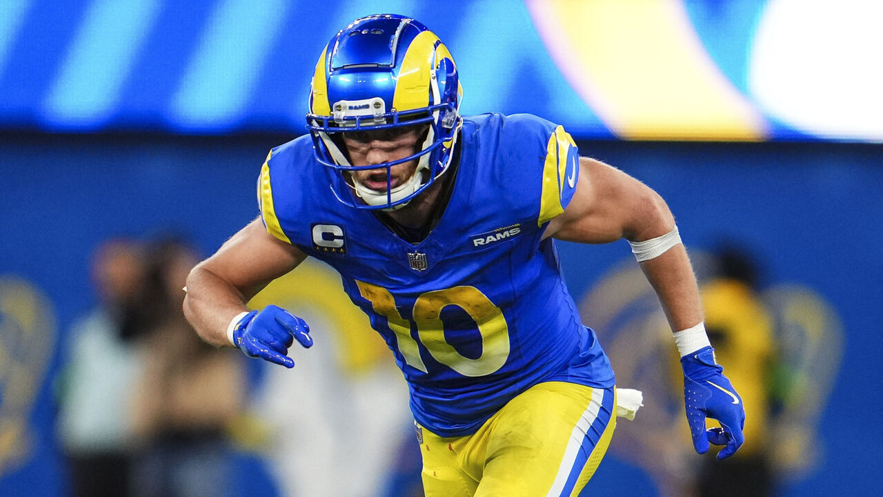 INGLEWOOD, CA - DECEMBER 21: Cooper Kupp #10 of the Los Angeles Rams runs a route during an NFL football game against the New Orleans Saints at SoFi Stadium on December 21, 2023 in Inglewood, California.