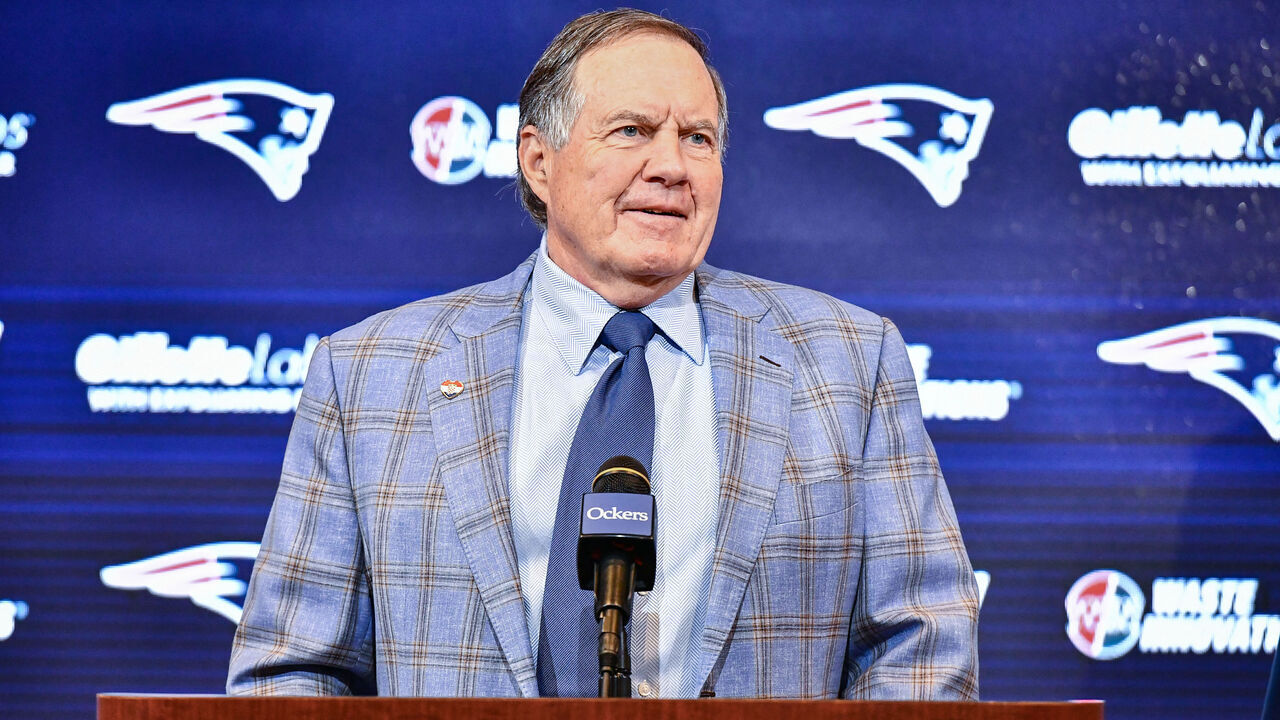 New England Patriots head coach Bill Belichick announces he is leaving the team during a press conference at Gillette Stadium in Foxborough, Massachusetts, on January 11, 2024. Belichick, the NFL mastermind who has guided the New England Patriots to a record six Super Bowl titles as head coach, is parting ways with the team after 24 seasons.