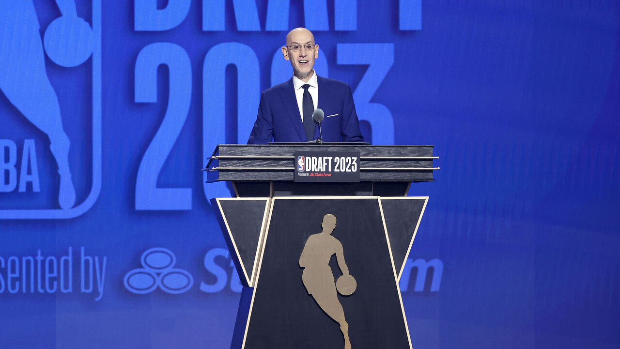 NEW YORK, NEW YORK - JUNE 22: NBA commissioner Adam Silver speaks during the first round of the 2023 NBA Draft at Barclays Center on June 22, 2023 in the Brooklyn borough of New York City.