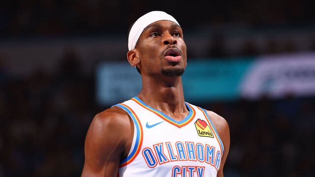 OKLAHOMA CITY, OK - JANUARY 11: Shai Gilgeous-Alexander #2 of the Oklahoma City Thunder prepares to shoot a free throw during the game against the Portland Trail Blazers on January 11, 2024 at Paycom Arena in Oklahoma City, Oklahoma. Mandatory Copyright Notice: Copyright 2024 NBAE