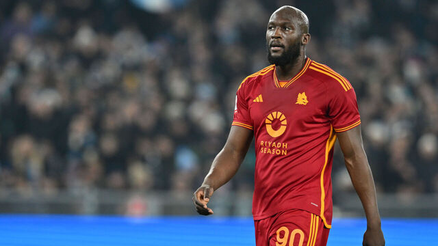 ROME, ITALY - JANUARY 10: Romelu Lukaku of AS Roma looks on during the match between of SS Lazio and AS Roma - Coppa Italia at Stadio Olimpico on January 10, 2024 in Rome, Italy.