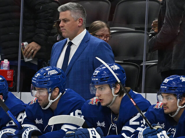TORONTO, ON - DECEMBER 02: Toronto Maple Leafs Coach Sheldon Keefe behind the bench during the regular season NHL game between the Boston Bruins and Toronto Maple Leafs on December 2, 2023 at Scotiabank Arena in Toronto, ON.