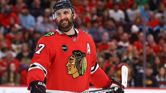 CHICAGO, IL - DECEMBER 22: Nick Foligno #17 of the Chicago Blackhawks looks on during the second period against the Montreal Canadiens at the United Center on December 22, 2023 in Chicago, Illinois.