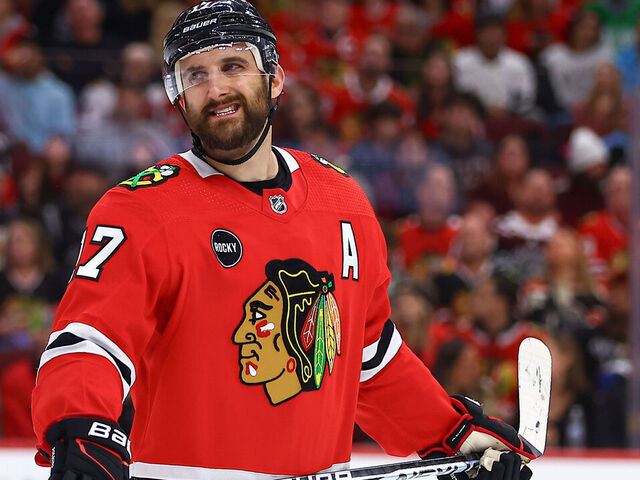 CHICAGO, IL - DECEMBER 22: Nick Foligno #17 of the Chicago Blackhawks looks on during the second period against the Montreal Canadiens at the United Center on December 22, 2023 in Chicago, Illinois.