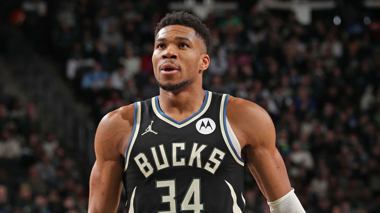 MILWAUKEE, WI - JANUARY 13: Giannis Antetokounmpo #34 of the Milwaukee Bucks prepares to shoot a free throw during the game against the Golden State Warriors on January 13, 2024 at the Fiserv Forum Center in Milwaukee, Wisconsin. Mandatory Copyright Notice: Copyright 2024 NBAE .
