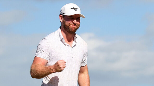 HONOLULU, HAWAII - JANUARY 14: Grayson Murray of the United States reacts after a putt on the 18th green during the final round of the Sony Open in Hawaii at Waialae Country Club on January 14, 2024 in Honolulu, Hawaii.