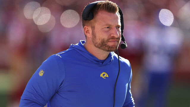 SANTA CLARA, CALIFORNIA - JANUARY 07: Los Angeles Rams head coach Sean McVay looks on during a game against the San Francisco 49ers at Levi's Stadium on January 07, 2024 in Santa Clara, California.