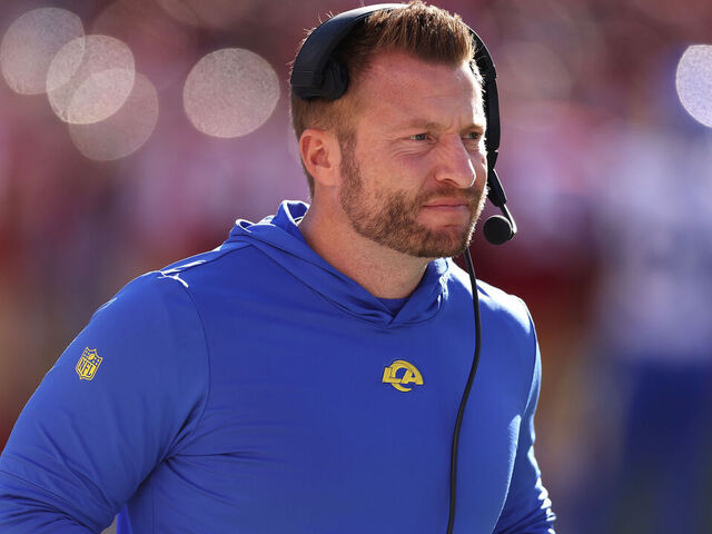 SANTA CLARA, CALIFORNIA - JANUARY 07: Los Angeles Rams head coach Sean McVay looks on during a game against the San Francisco 49ers at Levi's Stadium on January 07, 2024 in Santa Clara, California.