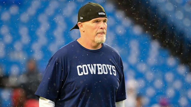 ORCHARD PARK, NEW YORK - DECEMBER 17: Defensive coordinator Dan Quinn of the Dallas Cowboys prior to the game prior to the game against the Buffalo Bills at Highmark Stadium on December 17, 2023 in Orchard Park, New York. The Bills won 31-10.