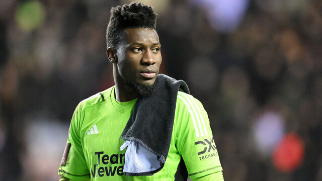 WIGAN, ENGLAND - JANUARY 08: Andre Onana of Manchester United looks on after the Emirates FA Cup Third Round match between Wigan Athletic and Manchester United at DW Stadium on January 08, 2024 in Wigan, England.