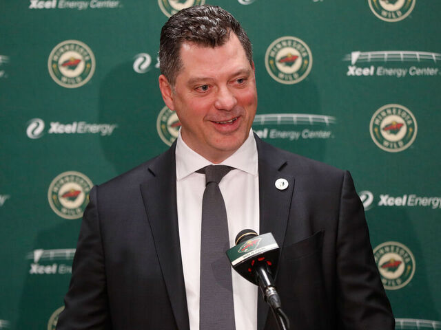 SAINT PAUL, MN - MARCH 21: Minnesota Wild general manager Bill Guerin speaks at a press conference prior to the game against the Vegas Golden Knights at the Xcel Energy Center on March 21, 2022 in Saint Paul, Minnesota.