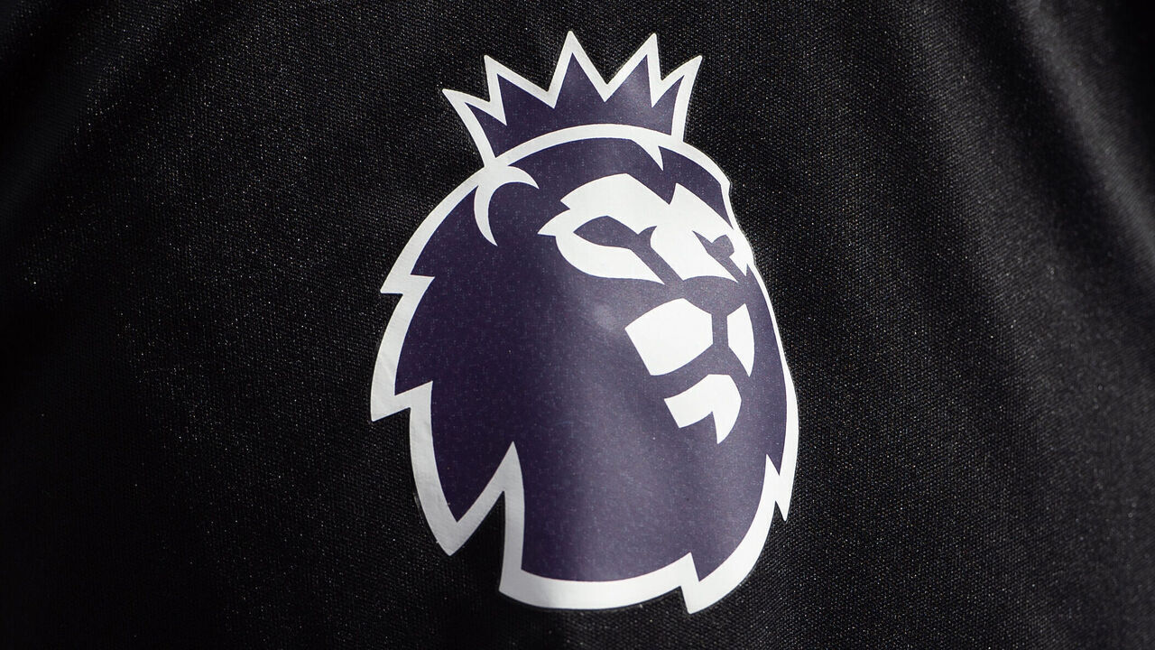 LONDON, ENGLAND - AUGUST 19: A detailed view of the Premier League crest is seen prior to the Premier League match between Fulham FC and Brentford FC at Craven Cottage on August 19, 2023 in London, England.