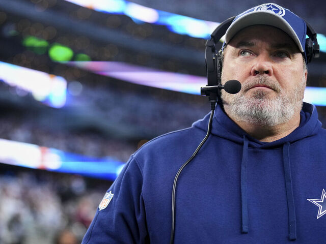DALLAS, TX - JANUARY 14: Head coach Mike McCarthy of the Dallas Cowboys looks on before kickoff against the Green Bay Packers during the NFC Wild Card playoff game at AT&T Stadium on January 14, 2024 in Dallas, Texas.