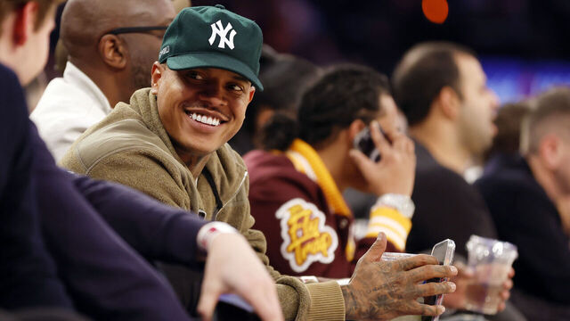 NEW YORK, NEW YORK - JANUARY 17: Major League Baseball pitcher Marcus Stroman attends the game between the Houston Rockets and the New York Knicks at Madison Square Garden on January 17, 2024 in New York City. The Knicks won 109-94. Stroman was signed by the New York Yankees this week. NOTE TO USER: User expressly acknowledges and agrees that, by downloading and/or using this Photograph, user is consenting to the terms and conditions of the Getty Images License Agreement.