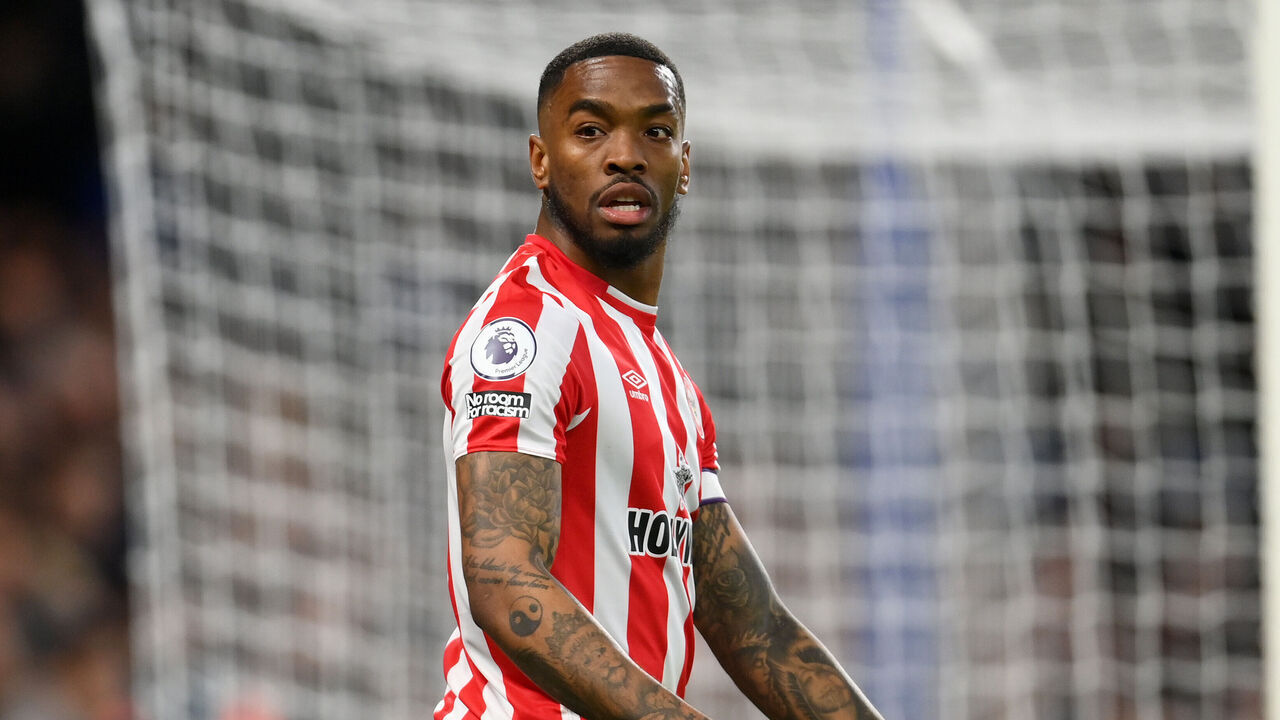 LONDON, ENGLAND - APRIL 26: Ivan Toney of Brentford looks on during the Premier League match between Chelsea FC and Brentford FC at Stamford Bridge on April 26, 2023 in London, England.