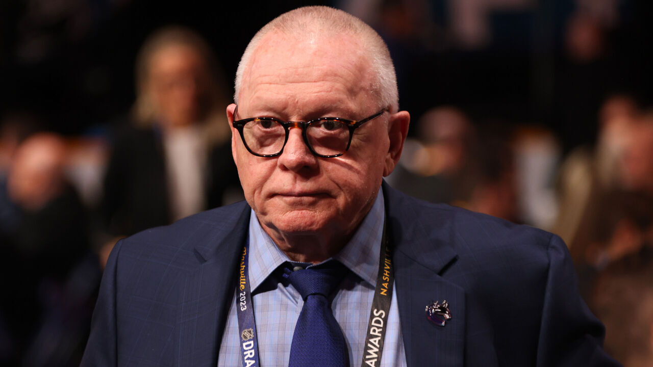 NASHVILLE, TENNESSEE - JUNE 29: Jim Rutherford of the Vancouver Canucks looks on during the 2023 Upper Deck NHL Draft - Rounds 2-7 at Bridgestone Arena on June 29, 2023 in Nashville, Tennessee.