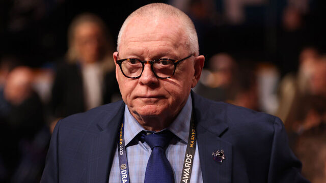 NASHVILLE, TENNESSEE - JUNE 29: Jim Rutherford of the Vancouver Canucks looks on during the 2023 Upper Deck NHL Draft - Rounds 2-7 at Bridgestone Arena on June 29, 2023 in Nashville, Tennessee.