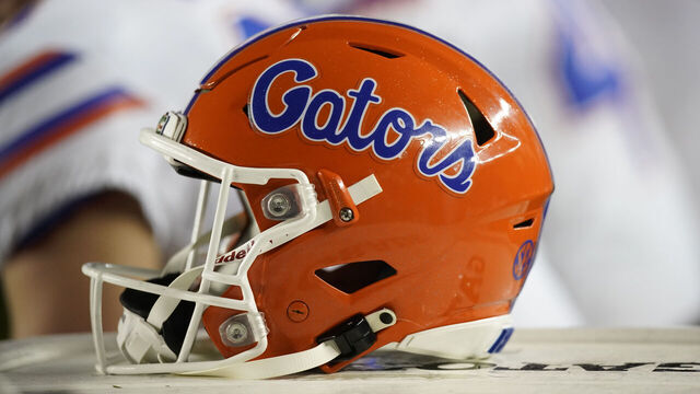 TALLAHASSEE, FL - NOVEMBER 25: Florida Gators football helmet during a college football game against the Florida State Seminoles on Nov 25, 2022 at Doak Campbell Stadium in Tallahassee, FL.