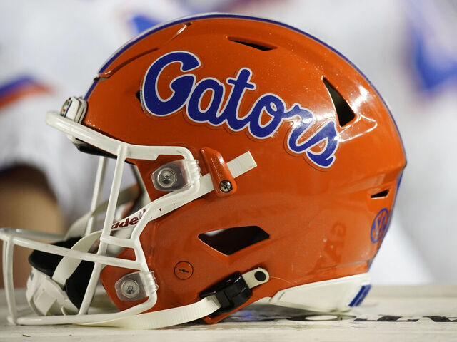 TALLAHASSEE, FL - NOVEMBER 25: Florida Gators football helmet during a college football game against the Florida State Seminoles on Nov 25, 2022 at Doak Campbell Stadium in Tallahassee, FL.