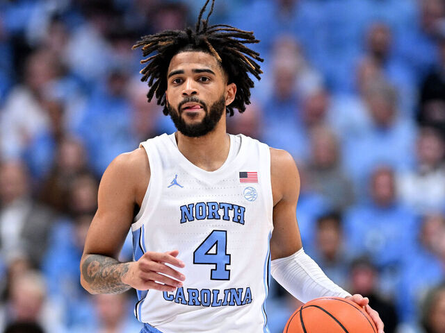 CHAPEL HILL, NORTH CAROLINA - JANUARY 17: RJ Davis #4 of the North Carolina Tar Heels moves the ball against the Louisville Cardinals during the game at the Dean E. Smith Center on January 17, 2024 in Chapel Hill, North Carolina. The Tar Heels won 86-70.