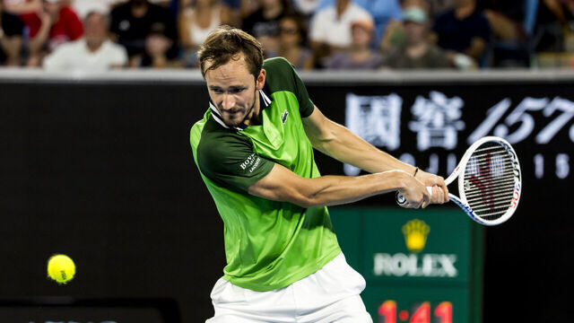 MELBOURNE, VIC - JANUARY 20: Daniil Medvedev of Russia in action during the 3rd round of the 2024 Australian Open on January 20 2024, at Melbourne Park in Melbourne, Australia.
