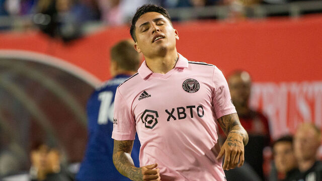 CHICAGO, IL - OCTOBER 4: Facundo Farias #11 of Inter Miami CF reacts in frustration during a game between Inter Miami CF and Chicago Fire FC at Soldier Field on October 4, 2023 in Chicago, Illinois.