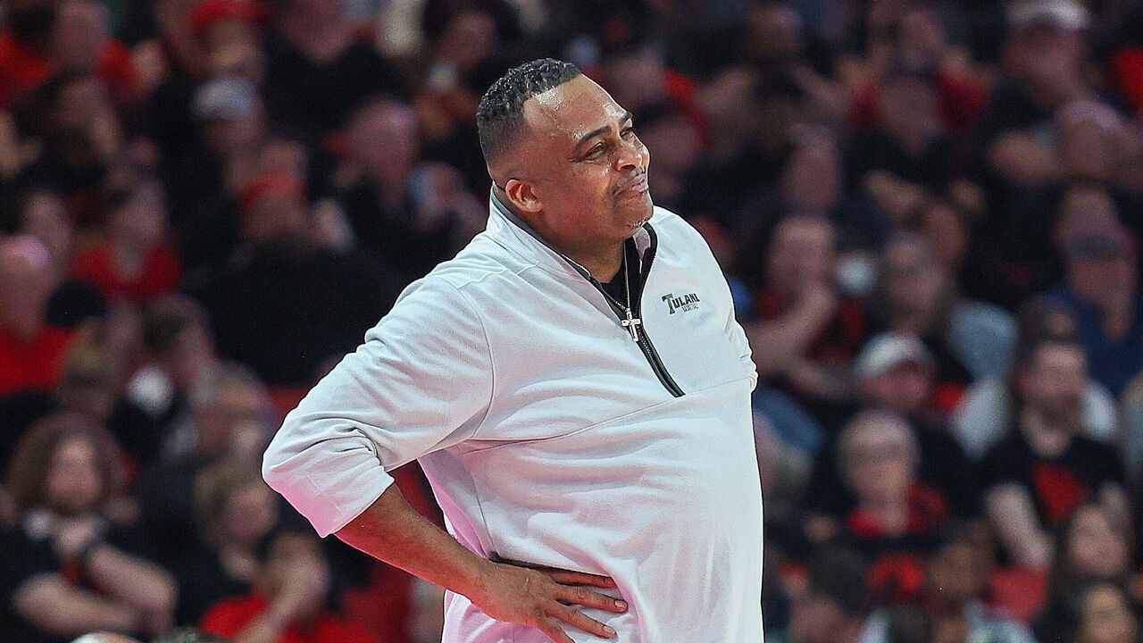 HOUSTON, TEXAS - FEBRUARY 22: Head coach Ron Hunter of the Tulane Green Wave looks on against the Houston Cougars at Fertitta Center on February 22, 2023 in Houston, Texas.