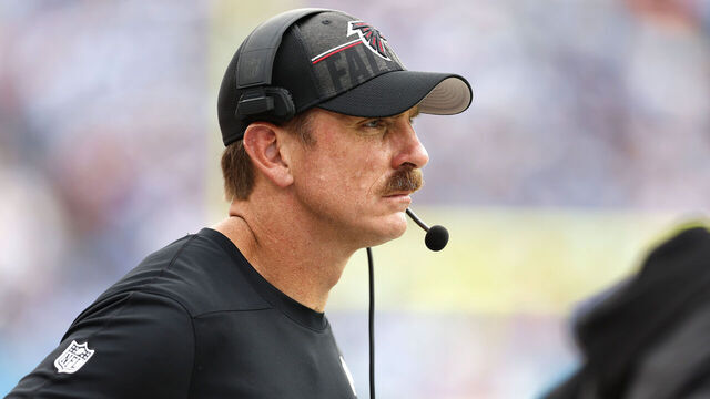 NASHVILLE, TENNESSEE - OCTOBER 29: Defensive coordinator Ryan Nielsen of the Atlanta Falcons looks on during the second half of the game against the Tennessee Titans at Nissan Stadium on October 29, 2023 in Nashville, Tennessee.