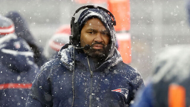 FOXBOROUGH, MA - JANUARY 07: New England Patriots linebackers coach Jerod Mayo during a game between the New England Patriots and the New York Jets on January 7, 2024, at Gillette Stadium in Foxborough, Massachusetts.