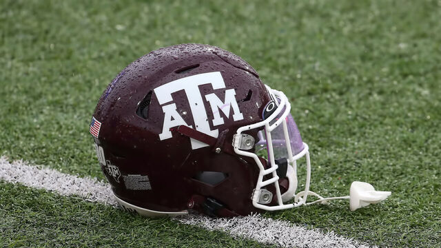 MOBILE, AL - FEBRUARY 02: A Texas A&M Aggies helmet lies on the ground during the Reese's Senior Bowl practice session on February 2, 2002 at Hancock Whitney Stadium in Mobile, Alabama.