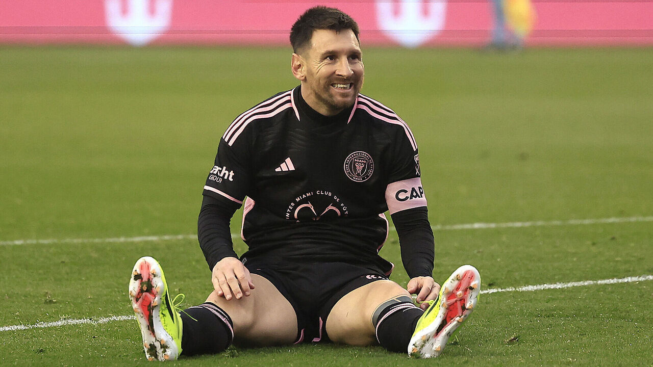 DALLAS, TEXAS - JANUARY 22: Lionel Messi #10 of Inter Miami CF reacts during the first half in the match between Inter Miami CF and FC Dallas at Cotton Bowl on January 22, 2024 in Dallas, Texas.