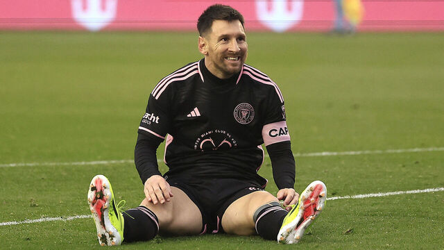 DALLAS, TEXAS - JANUARY 22: Lionel Messi #10 of Inter Miami CF reacts during the first half in the match between Inter Miami CF and FC Dallas at Cotton Bowl on January 22, 2024 in Dallas, Texas.