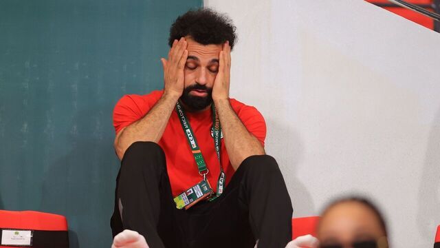 ABIDJAN, IVORY COAST - JANUARY 22: Mohammed Salah of Egypt gestures as he follows the Africa Cup of Nations Group B match between Cape Verde and Egpyt from the bench at Felix Houphouet Boigny Stadium in Abidjan, Ivory Coast on January 22, 2024.