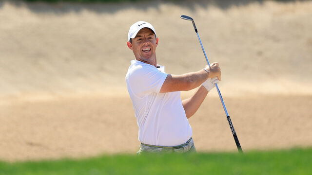 DUBAI, UNITED ARAB EMIRATES - JANUARY 21: Rory McIlroy of Northern Ireland plays his second shot on the first hole during the final round of the Hero Dubai Desert Classic on The Majlis Course at The Emirates Golf Club on January 21, 2024 in Dubai, United Arab Emirates.