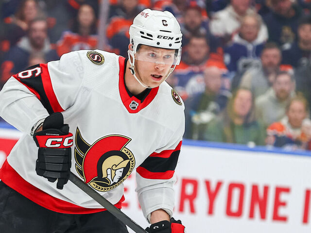 EDMONTON, AB - JANUARY 6: Ottawa Senators Defenceman Jakob Chychrun (6) in action in the first period of the Edmonton Oilers game versus the Ottawa Senators on January 6, 2024 at Rogers Place in Edmonton, AB.