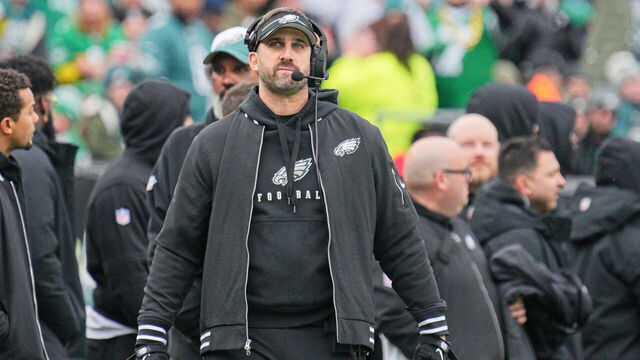 PHILADELPHIA, PA - DECEMBER 31: Philadelphia Eagles head coach Nick Sirianni looks on during the game between the Arizona Cardinals and the Philadelphia Eagles on December 31, 2023 at Lincoln Financial Field.