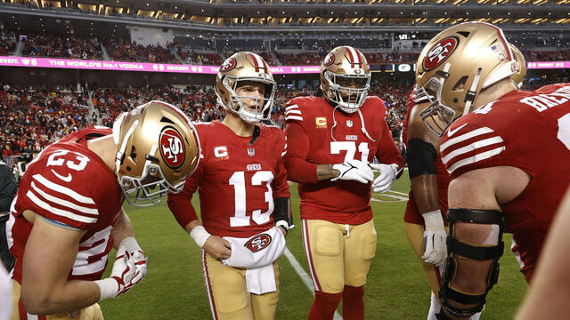 SANTA CLARA, CA - JANUARY 20: Brock Purdy #13 of the San Francisco 49ers before the NFC Divisional Playoffs game against the Green Bay Packers at Levi's Stadium on January 20, 2024 in Santa Clara, California.