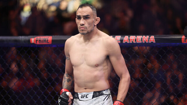 LAS VEGAS, NEVADA - DECEMBER 16: Tony Ferguson of the United States looks on in a lightweight fight against Paddy Pimblett of England during UFC 296: Edwards vs. Covington event at T-Mobile Arena on December 16, 2023 in Las Vegas, Nevada.