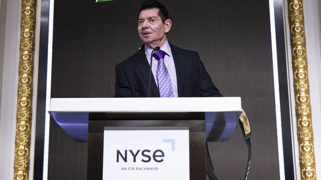 NEW YORK, NEW YORK - JANUARY 23: TKO Executive Chairman of the Board Vince McMahon is seen during a ceremony announcing Dwayne "The Rock" Johnson has joined the Board of Directors for TKO at New York Stock Exchange on January 23, 2024 in New York City.