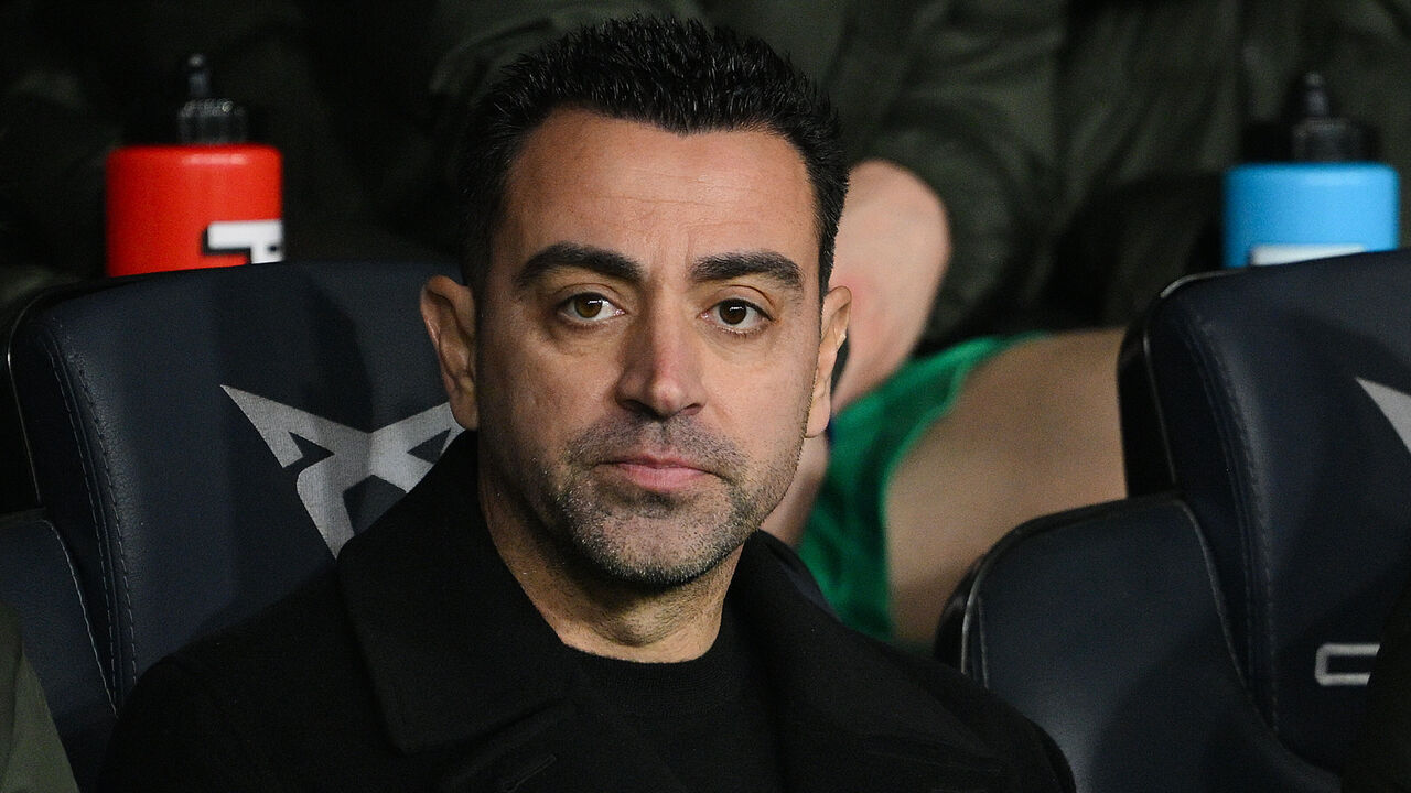 BARCELONA, SPAIN - JANUARY 27: Head Coach Xavi Hernandez of FC Barcelona looks on during the LaLiga EA Sports match between FC Barcelona and Villarreal CF at Estadi Olimpic Lluis Companys on January 27, 2024 in Barcelona, Spain.