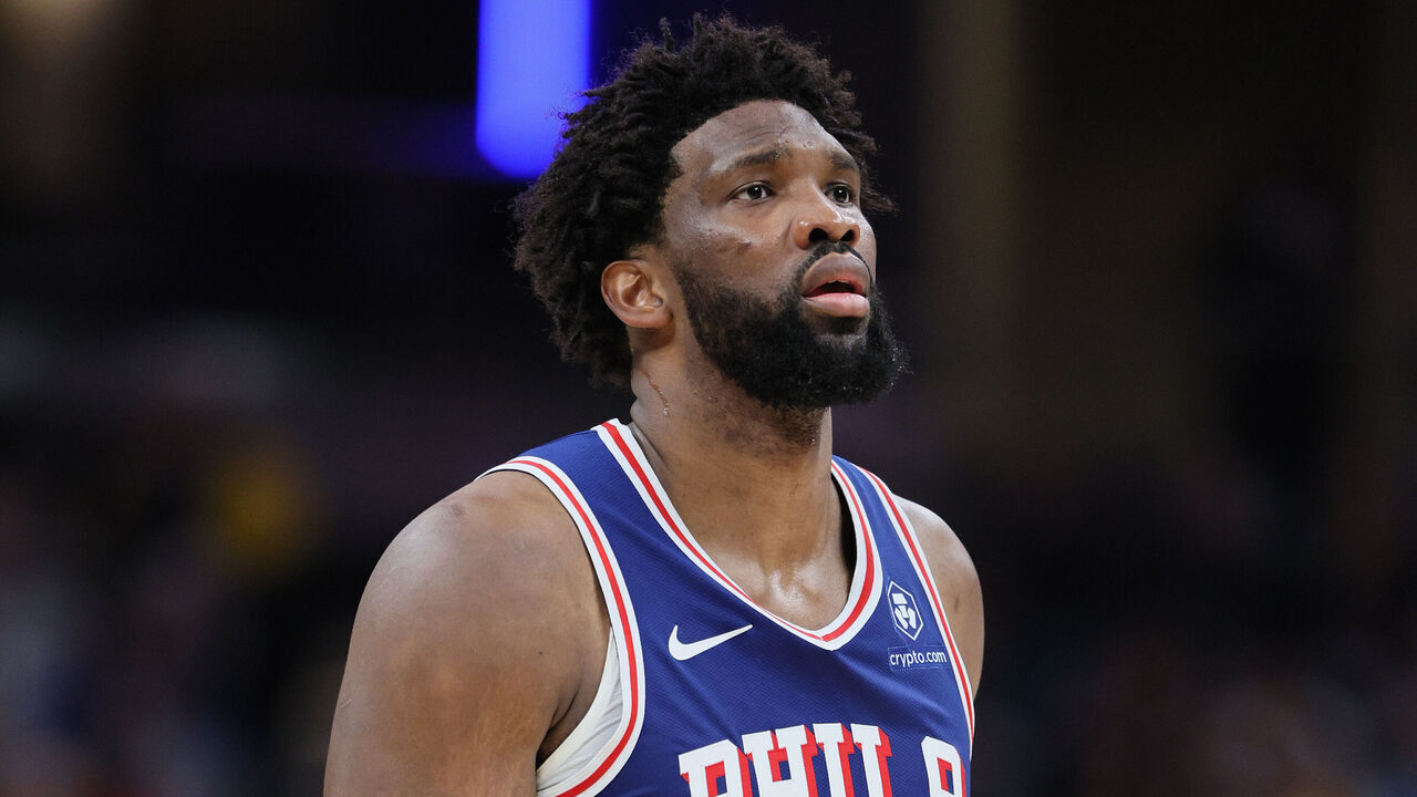 INDIANAPOLIS, INDIANA - JANUARY 25: Joel Embiid #21of the Philadelphia 76ers during the first half against the Indiana Pacers at Gainbridge Fieldhouse on January 25, 2024 in Indianapolis, Indiana.